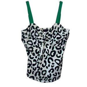 Torrid Tankini Swim Top Vintage Pink Label Green Black White Size 0 Large